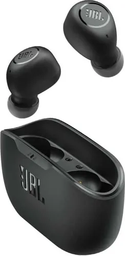 JBL Vibe Buds True Wireless In-ear Kopfhörer Bluetooth Schwarz - Kopfhörer mit JBL Deep Bass Sound und bis zu 32 Stunden Akkulaufzeit. Ergonomisches Design für optimalen Tragekomfort und Smart Ambient-Technologie für Umgebungswahrnehmung.