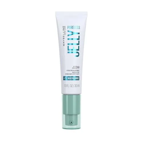 Maybelline New York Poreless Jelly Blurring Primer - Make-Up Basis mit 24 Stunden Feuchtigkeit und Niacinamid für porenfreie, hydratisierte Haut. Ideal für ein frisches Teint und langanhaltenden Halt ohne verstopfte Poren.