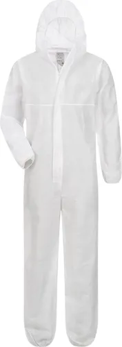 Safetytex SMS Schutzanzug - Einweg Overall - PSA Kat. 3 Typ 5/6 - Partikeldicht & Spritzwassergeschützt - Ideal für Asbest, Sanierung & Industrie - Weiß Gr. 3XL (1 Stück)