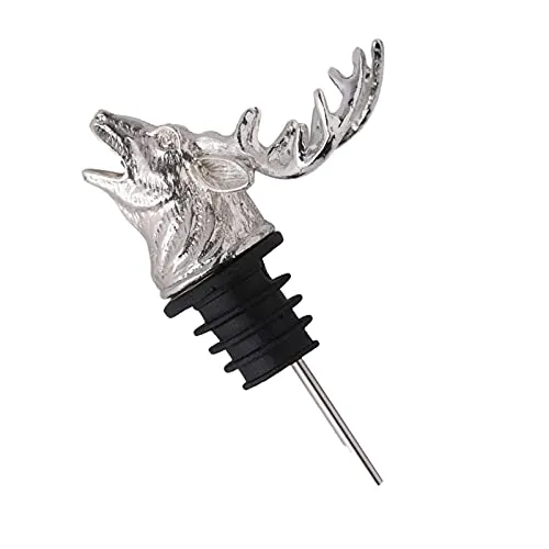 Flaschenausgießer Edelstahl Hirschkopf Weinausgießer Tier Wein Ausgießer Für Weinöl Essig Flüssigkeit,Flaschenausgießer Mit Konischem Ausgießer, Weinflaschen Geschenk für Weinliebhaber Und Weihnachten
