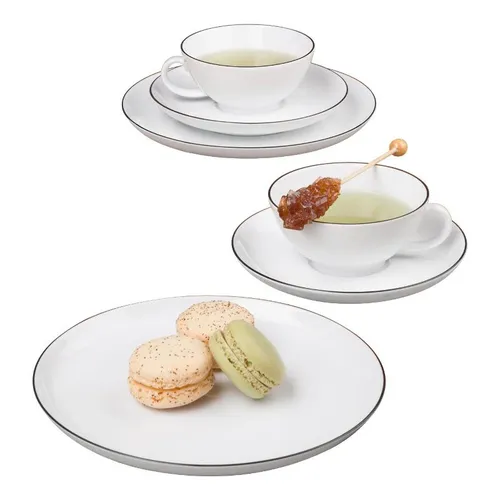 Seltmann Weiden Lido Black Line Teeservice 18-teilig