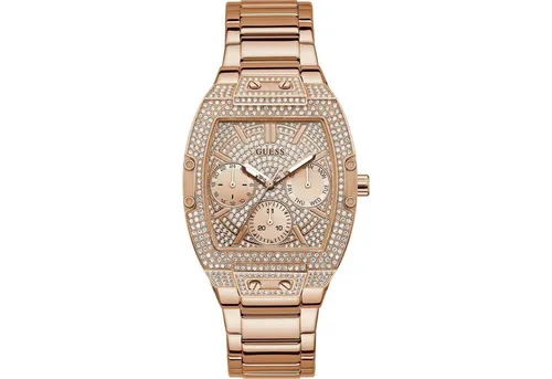 GUESS Damen Armbanduhr GW0104L3 - Elegante Damenmultifunktionsuhr aus Edelstahl, wasserabweisend bis 5 bar, ideal für jeden Anlass und mit 12/24-Stunden-Anzeige.