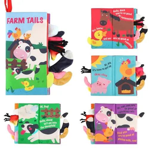 beiens Babybuch Baby Spielzeug 0 3 6 Monate,knisterbuch stoffbuch fühlbuch Baby bücher Quiet Book sensorik Kinderwagen Spielzeug Kette für Geschenk Junge mädchen