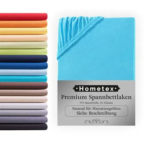 Premium Boxspringbett Spannbettlaken 180-200 x 200-220 cm, Spannbetttuch Bettlaken für Boxspringbett und Wasserbett, Oeko-TEX Made IN Green, Matratzen bis 35cm, Türkis
