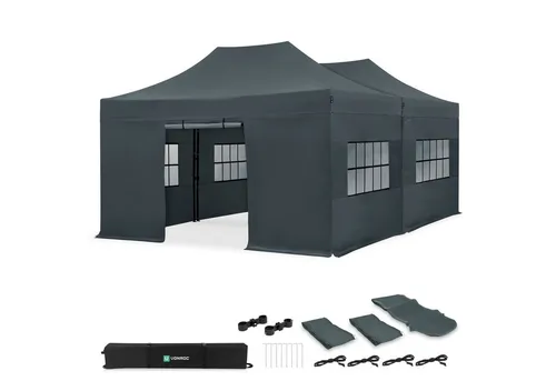 Vonroc Pavillon 6x4,5m - Wasserdichtes Partyzelt mit Easy-Up System und Seitenwänden - Der VONROC Pavillon bietet schnellen Aufbau in nur 3 Minuten dank Easy-Up System. Ideal für Gartenpartys oder Märkte, inklusive 4 Seitenwänden für optimalen Schutz und Komfort bei jedem Wetter.