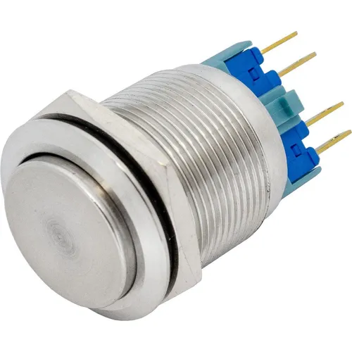Edelstahl Drucktaster erhaben Ø22mm IP65 2,8x0,5mm Pins 250V 3A Vandalismussiche