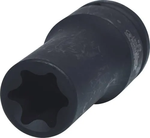 KS Tools 455.0081 Kraft-Steckschlüsseleinsatz - Torx-E Innenvierkant nach DIN 3121, ideal für die De- und Montage von Kurbelwellenschrauben bei Nutzfahrzeugen. Lange Ausführung für Maschinenbetätigung, phosphatiert aus Chrom-Molybdän für hohe Langlebigkeit.