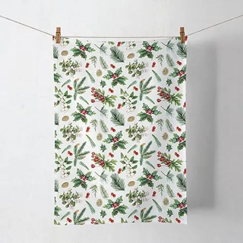 Ambiente Geschirrtuch Küchentuch Geschirrhandtuch 50x70cm 100% Baumwolle Winter Greenery Winter Weihnachten Advent Zweige und Beeren
