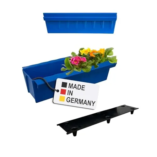 BURI 2 Euro-Paletten Blumenkästen-Einsätze inkl. Bewässerungsmatte | mit Hängesystem zum Einhängen | 37,3cm Blau | Pflanzkasten für Europalette Palette | Balkonkasten | Blumentopf | extrem stabil