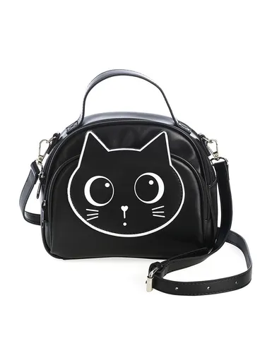 Banned Alternative Haru Frauen Handtasche schwarz - Damen-Henkeltaschen, stilvolle Katzen Handtasche mit hohem Tragekomfort aus langlebigem Material – perfekt für den Alltag!