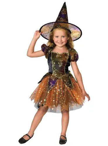 Metamorph Hexen-Kostüm Elegante Hexe - Halloween Kostüm Kinder Mädchen, Hexenkostüm mit einer magischen Mischung aus Erdfarben und Glitzer