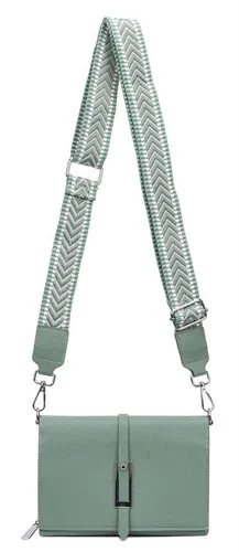 ITALYSHOP24 Schultertasche Damen CROSS OVER BODY Brusttasche Umhängetasche Clutch mit Geldbörse (kleine Gürtel-Tasche, 3 getrennte Fächer, breites Gurt, Kartenetui), Bodybag Geldtasche Muster Taschengurt, Handyfach, Leder Optik, leicht