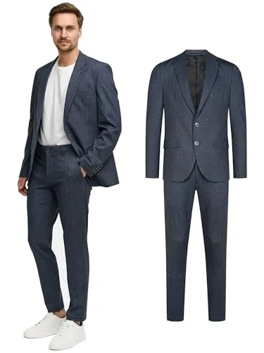 JEFF Herren JFLuke Anzug Set 2-teilig | Regular Fit Sakko und Hose in Blau