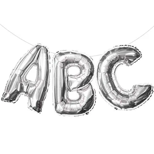 Oblique Unique® ABC Buchstaben Folien Luftballon Girlande Banner Hänge Deko für Einschulung Schuleinführung Schulanfang Schulstart Dekoration Schule Ballons Silber