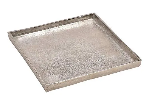 Tablett Dekoteller Silber Metall massiv Tischdeko Schale Dekoschale Dekotablett (Modell 2: 25 x 25 cm)