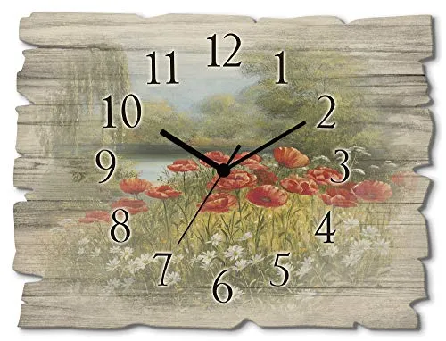 ARTLAND Wanddeko Wanduhr ohne Tickgeräusche aus Holz in grün von ARTland