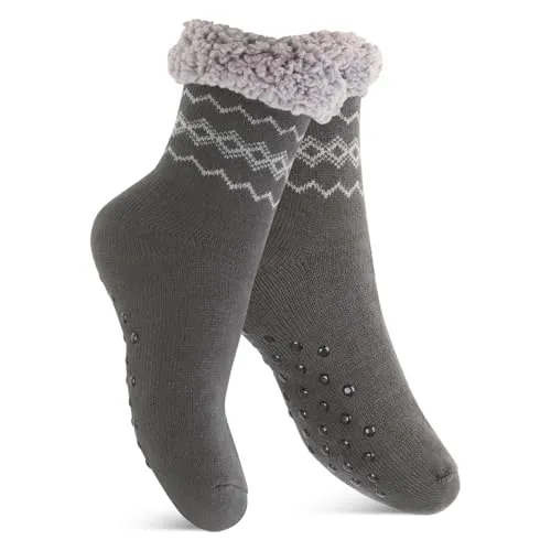 Footstar Damen und Herren Winter Haussocken (1 Paar) Kuschelsocken - Anthrazit 39-42