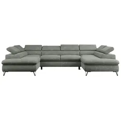 Ecksofa PETER U mit Schlaffunktion und Bettkasten - Modernes U-förmiges Sofa mit verstellbaren Kopfstützen und zwei Bettkästen für optimalen Stauraum. Ideal für gemütliche Abende und als Schlafgelegenheit für Gäste.