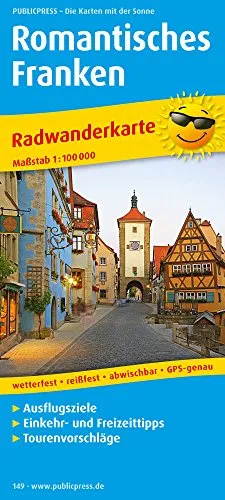 Romantisches Franken: Radwanderkarte mit Ausflugszielen, Einkehr- & Freizeittipps, wetterfest, reissfest, abwischbar, GPS-genau. 1:100000 (Radkarte / RK)