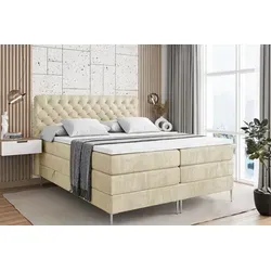 ALTDECOR Boxspringbett mit Stauraum und Topper – Beige - Erleben Sie erholsame Nächte mit dem ALTDECOR Boxspringbett. Es bietet zwei praktische Bettkästen für zusätzlichen Stauraum und ist mit einer langlebigen Polsterung ausgestattet. Ideal für ein aufgeräumtes Schlafzimmer.