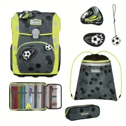 Scout Neo Exklusiv Superflash Extreme Schulranzen-Set 4-teilig - Ergonomischer Schulranzen mit flachem Deckel für optimale Bewegungsfreiheit. Inklusive Turnbeutel und Federmäppchen. Extra große Reflexflächen für mehr Sicherheit im Dunkeln.