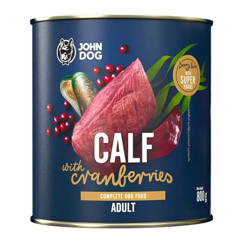 John Dog Berry Adult Rind Mit Cranberry 800g - Nassfutter Für Hunde, 96% Fleisch
