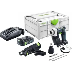 Festool DURADRIVE DWC 18-2500 Bauschrauber mit Akku 3,0 Ah - Leistungsstarker Trockenbauschrauber für präzises Arbeiten mit 18 V und 18 Nm Drehmoment. Inklusive Akku, Ladegerät und Zubehör im praktischen Koffer.