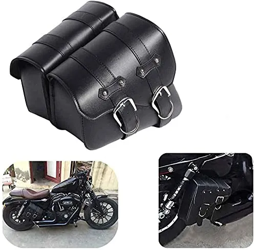 Krtopo 1 Paar Motorrad Satteltaschen Leder Abnehmba wasserdichte Schwarz Universal für Harley Motorrad Satteltasche Triangle Bag Kit