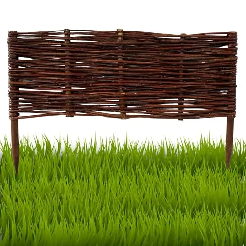 Floranica 1 Stück Beetbegrenzung aus Weide 30 cm x 60 cm Rasenkante aus Weidengeflecht Beeteinfassung Rasenkante Beetzaun Weidenzaun Palisade Abtrennung von Blumenbeetwegen Gartenbeeten