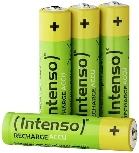 Intenso 7505114 Micro (AAA)-Akku NiMH 850 mAh 1.2V - 4 Stück, vorgeladen und umweltschonend, ideal für alle Geräte und bis zu 1000x wiederaufladbar
