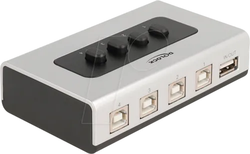 DELOCK 87763 - USB 2.0 Switch 4 Port, 4x USB-B zu 1x USB-A, bidirektional