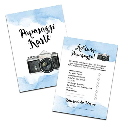 Nastami 50 Karten Fotospiel Hochzeit Fotosafari Postkartenspiel Hochzeit Gastgeschenk Hochzeitsgäste (Aquarell blau)