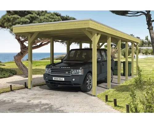 Skan Holz Flachdach-Einzelcarport Friesland 314 cm x 860 cm