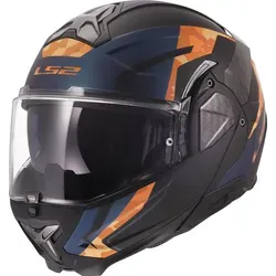 LS2 FF910 Advant II Glide Klapphelm, schwarz-orange, Größe 2XL - Hochwertiger Klapphelm mit Notfall-Entriegelungssystem und mikrometrischer Metallschnalle für optimalen Tragekomfort und Sicherheit beim Motorradfahren.