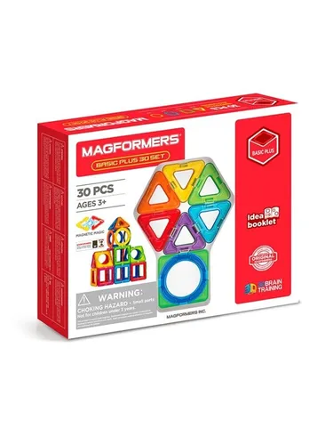 Magformers 715015 Basic 30 - Magnetisches Konstruktionsset - Magnetische Bausteine in 30-teiligem Set mit bunten Farben, fördert Kreativität und motorische Fähigkeiten bei Kindern.