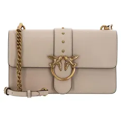Pinko Love One Classic Umhängetasche - Damen - Hellbraun - Elegante Umhängetasche aus feinem Kalbsleder in Beige mit antiken goldenen Akzenten. Ideal für stilvolle Auftritte und jeden Anlass.