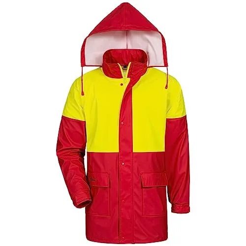 Norway PU Regen-Jacke mit Kapuze rot/gelb/schwarz (M)