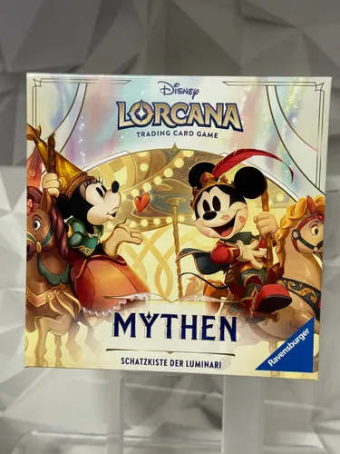 Disney Lorcana TCG Mythen Schatzkiste der Luminari *Deutsche Edition* - Gesellschaftsspiel für Sammler und Spieler: Die Schatzkiste bietet eine stylische Aufbewahrungsbox, 8 Booster Packs und hilfreiche Spielmarker für ein unvergessliches Spielerlebnis.