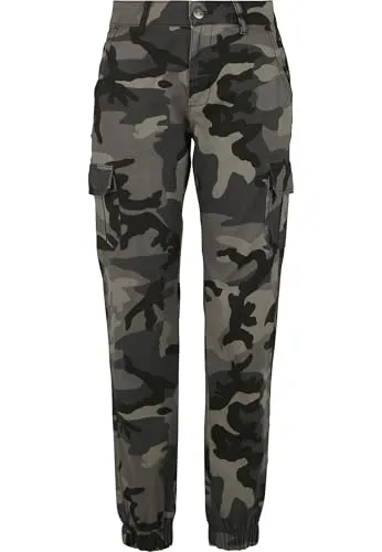 Urban Classics Damen High Waist Camo Cargo Pants - Damen-Hosen mit idealer Passform und umfangreichen Stauraum durch zwei Cargo- und vier zusätzliche Taschen, perfekt für einen lässigen Look.