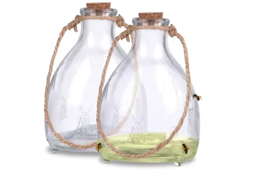 Oramics Insektenfalle Glas Wespenfalle Wespen Hornissen Abwehr Lebendfalle Wespenfänger, Lebendfalle als Wespenabwehr für Balkon, Garten und Terrasse