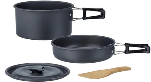 BRUNNER Camping Kochset Packpot Ultralite 20 - 5-teiliges, stapelbares Kochset aus eloxiertem Aluminium mit Antihaft-Beschichtung, perfekt für Camping und Outdoor-Küche.