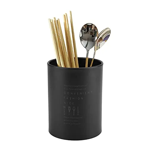 Küchenutensilienhalter aus Edelstahl, Besteckbehälter Schwarz, 1 Liter, Organizer für Kochlöffel, Schneebesen & Küchenutensilien, Schmales Design für Schublade, Spülmaschinengeeignet, 10x13cm