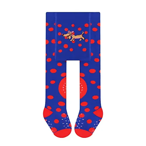 L&K-II 1er Pack Krabbelstrumpfhose Baby Mädchen Jungen Strumpfhose mit ABS Sohle Anti Rutsch Noppen Punkte Tier Herz Motiv 2769C 68-74