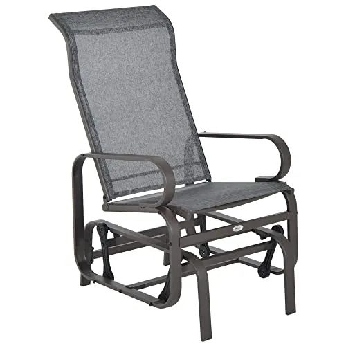 Outsunny Schaukelstuhl für den Garten - Klassischer Gartenstuhl mit witterungsbeständigem Bezug, ideal für entspannte Abende. Belastbar bis 160 kg, perfekt für Balkon, Terrasse oder Garten.