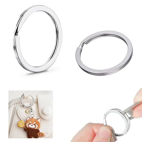 juzishangdian Schlüsselringe 100pcs Rund Schlüsselanhänger Ringe aus Edelstahl Schlüssel Zubehör Flache Schlüsselanhänger Ringe Haus Split Ring für Auto DIY Handgemachtes (30mm)