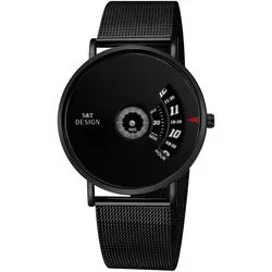 Luxus Herren Armbanduhr Edelstahl Quarz Schwarz