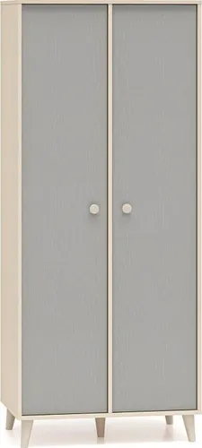 Lomadox Kleiderschrank MODICA-131 – 80 cm in Sandbeige mit Grau, 2-türig