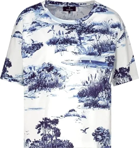Monari Kurzarmhemd T-Shirt - Stylisches T-Shirt aus 100% Baumwolle, perfekt für lässige Anlässe. Der bezaubernde Landschaftsdruck und der Rundhalsausschnitt verleihen Ihnen einen modernen Look.