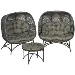 Outsunny Gartenstuhl-Set - 126Lx75Wx142Hcm - Sand - Gartenstühle mit modernem Design und hochwertigen Materialien. Faltbar und platzsparend, inklusive weichen Kissen für höchsten Komfort. Ideal für entspannte Stunden im Freien!