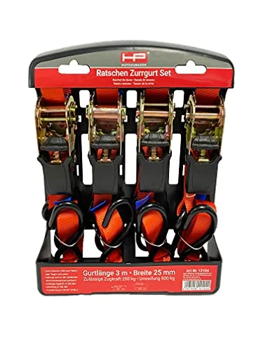 HP Autozubehör 12104 Spanngurt - Zweiteilig mit 250 daN Zugkraft - Kategorie: Spanngurte. Robuster, zweiter Spanngurt mit hoher Zugkraft von 250 daN, ideal für sicheres Niederzurren im Transport.